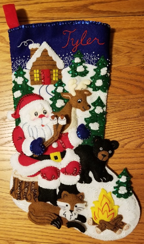 photo of completed Christmas stocking